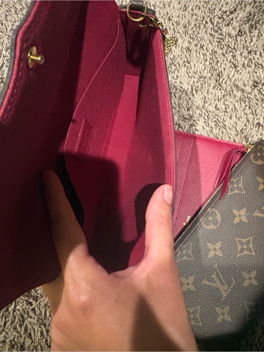 Louis Vuitton Brown Monogram Crossbody Wallet with Gold Chain - Picture 10 of 16